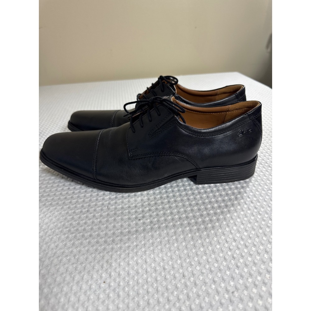 Clarks Dress Shoes Mens 14 Tilden Cap Black Leather Business Formal 26110309 EUC